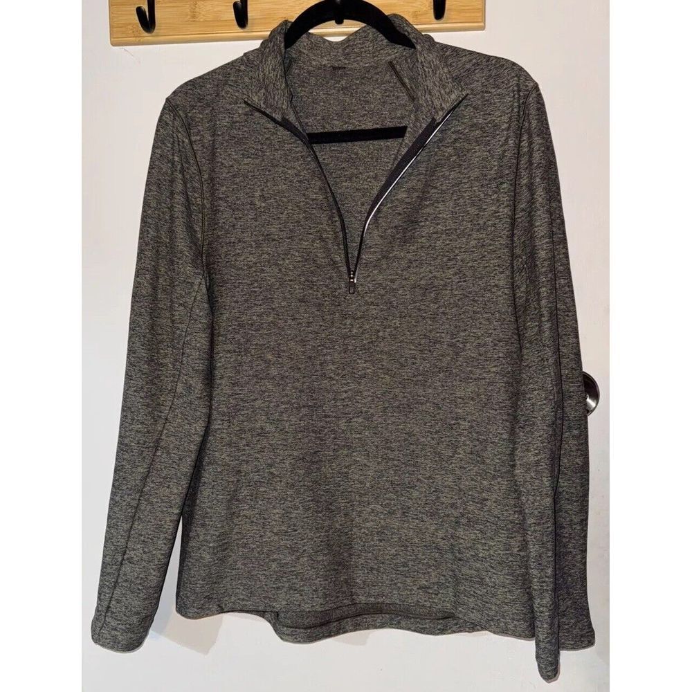 Men's Lululemon Small Quarter‎ Zip Pullover Dark Green/Grey Back Zip Pocket